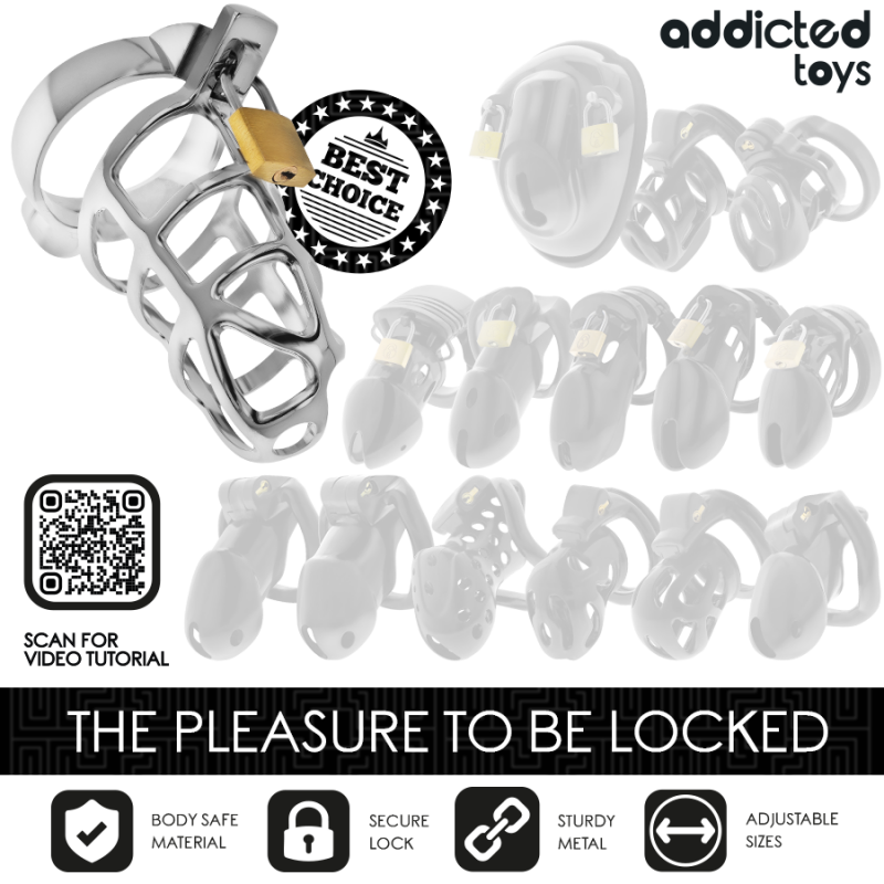 ADDICTED TOYS LOCKED SILVER LOCK JAULA PARA PENE DE METAL TALLA M