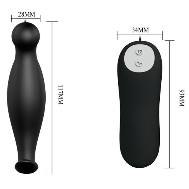 PRETTY LOVE PLUG ANAL SILICONA 12 MODOS VIBRACIaN NEGRO
