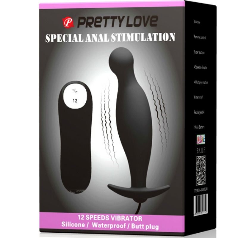 PRETTY LOVE PLUG ANAL SILICONA 12 MODOS VIBRACIaN NEGRO