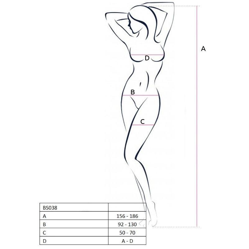 PASSION WOMAN BS038 BODYSTOCKING BLANCO TALLA aNICA
