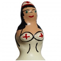 CONDOMERIE PRESERVATIVO DECORATIVO PINTADO A MANO ENFERMERA NEGRA