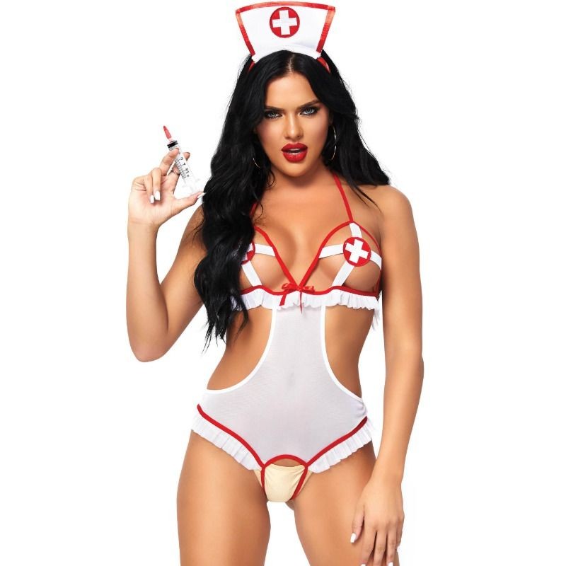 LEG AVENUE TEDDY CON ABERTURA ENFERMERA TALLA aNICA