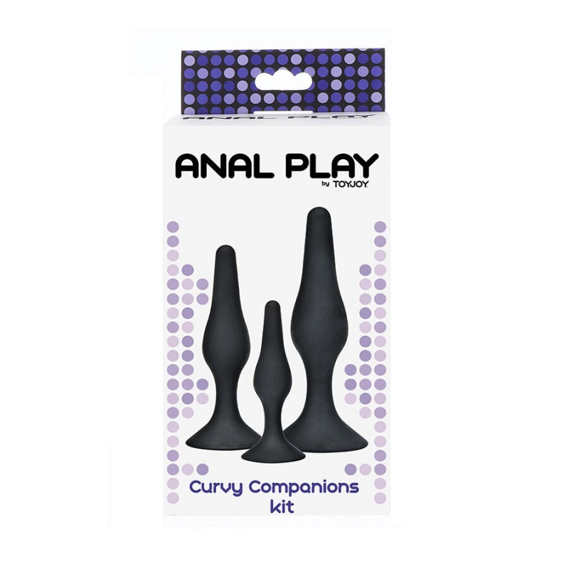 TOYJOY ANAL PLAY CURVY COMPANIONS PLUG ANAL 3 PIEZAS NEGRO