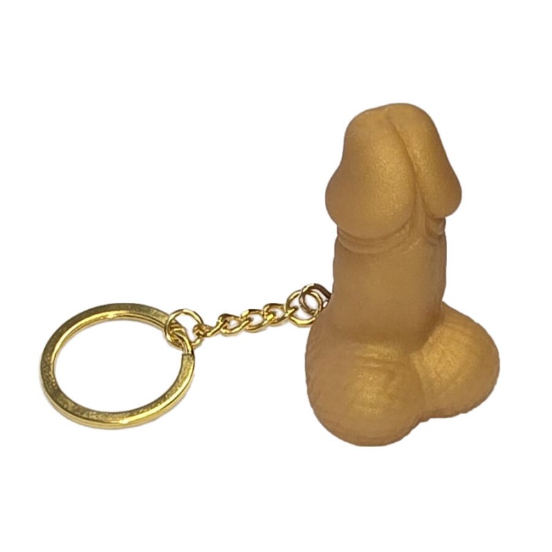 DIABLO PICANTE SILBATO LLAVERO CON FORMA DE PENE DORADO
