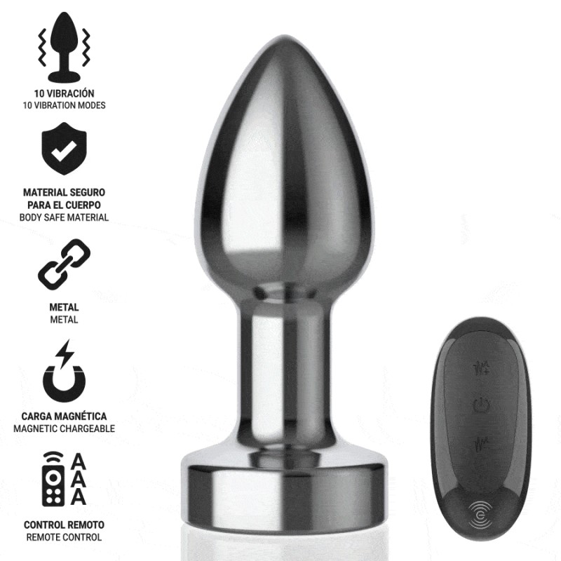 INTENSE PLUG ANAL 10 VIBRACIONES METAL CON CONTROL REMOTO S