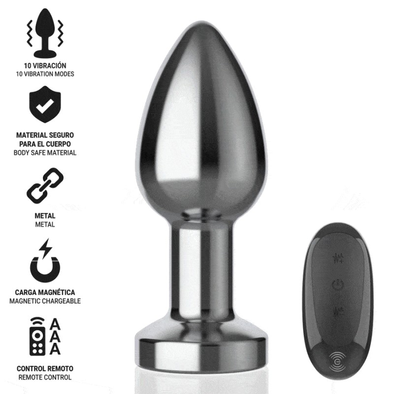 INTENSE PLUG ANAL 10 VIBRACIONES METAL CON CONTROL REMOTO M