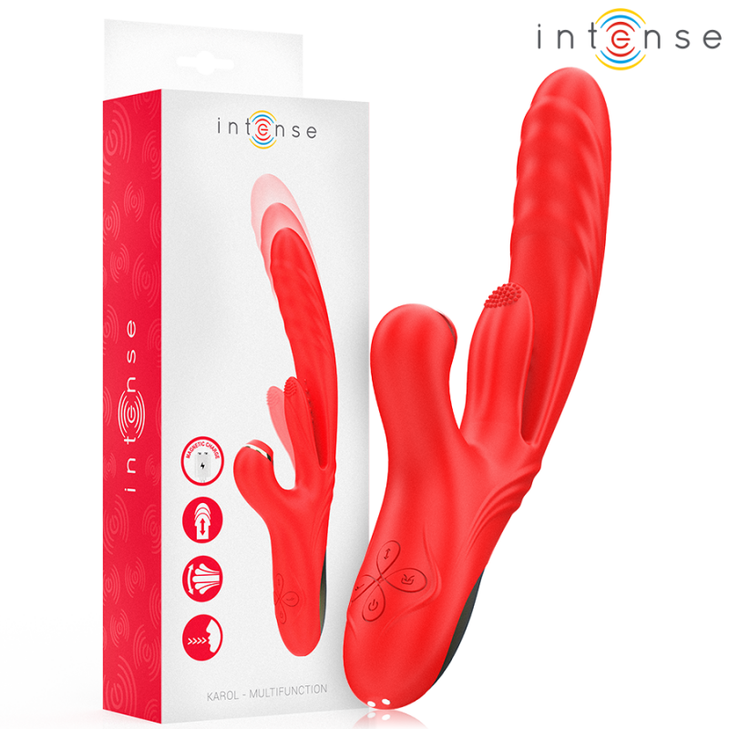 INTENSE KAROL VIBRADOR MULTIFUNCIaN EMPUJE ESTIMULACIaN ONDAS ESTIMULADORAS ROJO