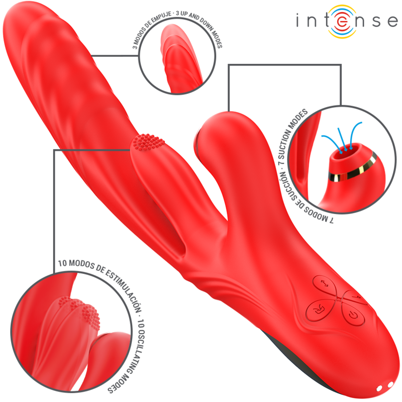 INTENSE KAROL VIBRADOR MULTIFUNCIaN EMPUJE ESTIMULACIaN ONDAS ESTIMULADORAS ROJO