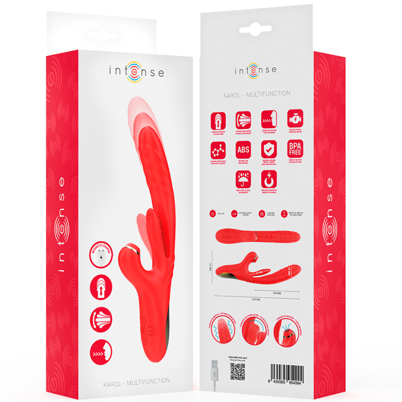 INTENSE KAROL VIBRADOR MULTIFUNCIaN EMPUJE ESTIMULACIaN ONDAS ESTIMULADORAS ROJO