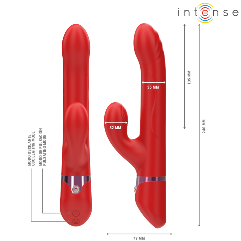 INTENSE LELE VIBRADOR MULTIFUNCIaN ROTATORIO OSCILACIaN ESTIMULACIaN ROJO
