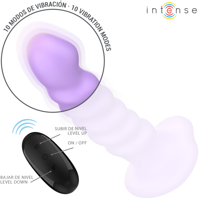 INTENSE BRENDA VIBRADOR TALLA M DISEaO EN ESPIRAL 10 VIBRACIONES MORADO CONTROL REMOTO