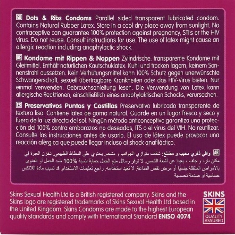 SKINS DOTS RIBS PRESERVATIVOS PREMIUM PACK 4