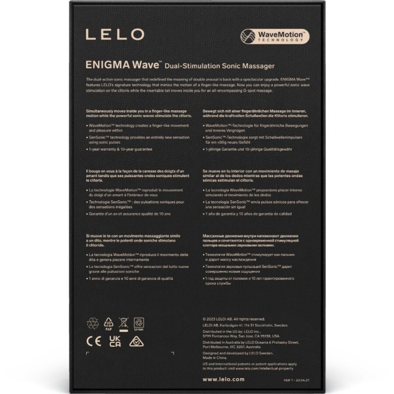 LELO ENIGMA WAVE MASAJEADOR TRIPLE VIBRACIaN NEGRO