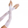 LEG AVENUE GUANTES EXTRALARGOS CALIENTABRAZOS DE ENCAJE FLORAL BLANCO