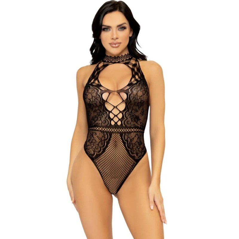LEG AVENUE BODY CON ESCOTE HALTER Y ABERTURA ESPALDA DE ENCAJE TALLA aNICA