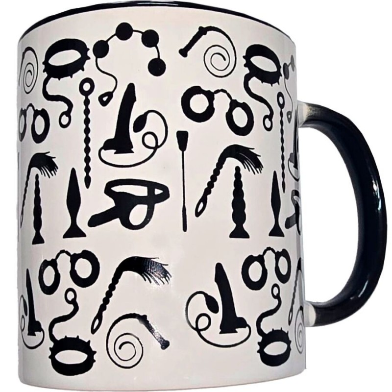 DIABLO PICANTE TAZA BLANCA BONDAGE ASA NEGRA 370 ML