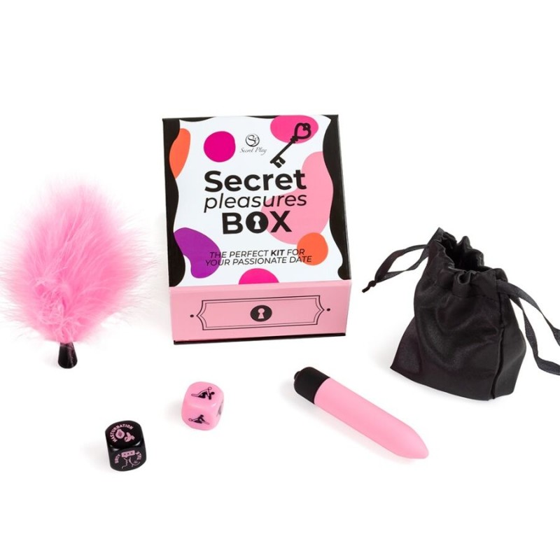 SECRET PLAY CAJA DE PLACERES PARA PAREJAS DADOS BALA VIBRADORA PLUMERO