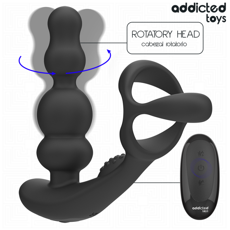ADDICTED TOYS MASAJEADOR PROSTaTICO ROTATORIO CONTROL REMOTO