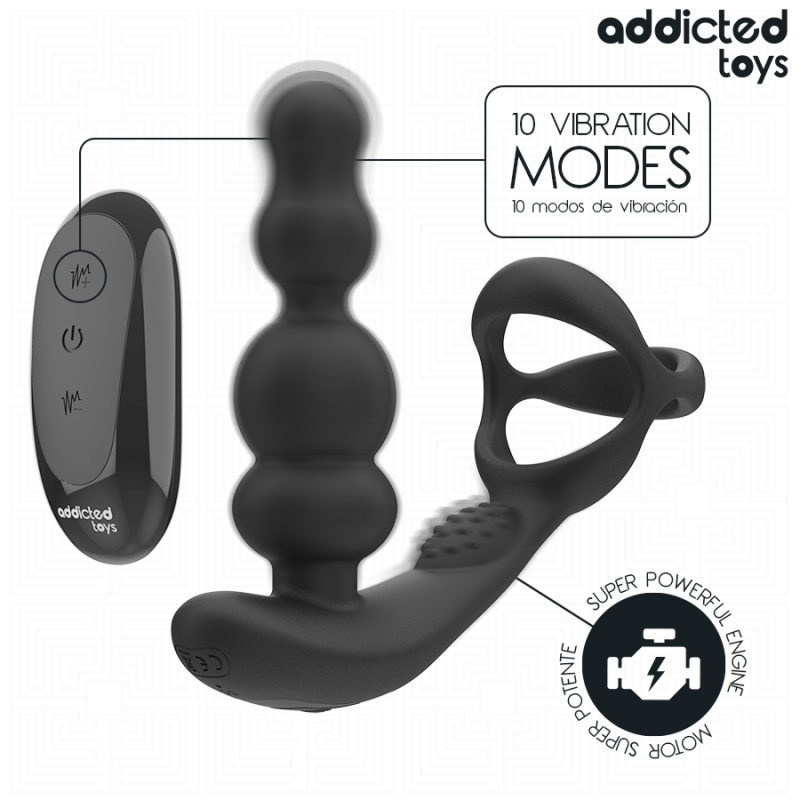 ADDICTED TOYS MASAJEADOR PROSTaTICO ROTATORIO CONTROL REMOTO