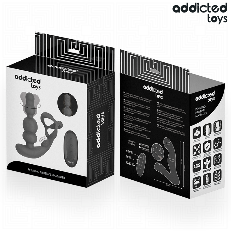 ADDICTED TOYS MASAJEADOR PROSTaTICO ROTATORIO CONTROL REMOTO