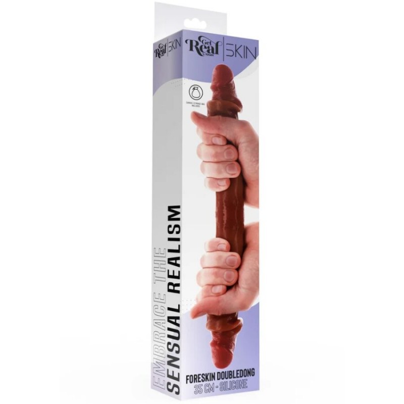 GET REAL DILDO DOBLE DONG DE SILICONA CARAMELO 35 CM