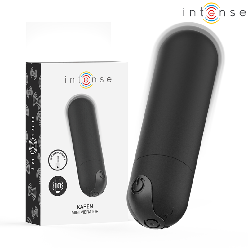 INTENSE KAREN MINI BALA VIBRADORA 10 MODOS RECARGABLE NEGRO