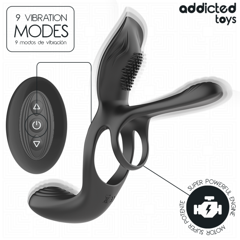ADDICTED TOYS ANILLO DOBLE PARA EL PENE CON ESTIMULADOR DE CLaTORIS
