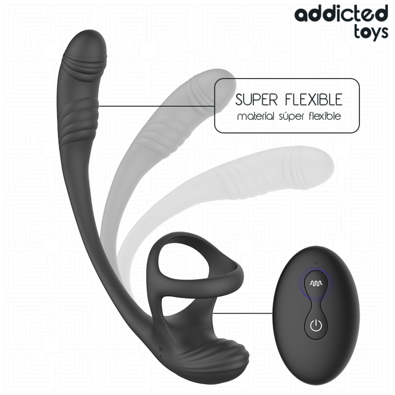 ADDICTED TOYS PLUG ANAL VIBRACIaN Y WAVING 360aº Y ESTIMULADOR TESTaCULOS