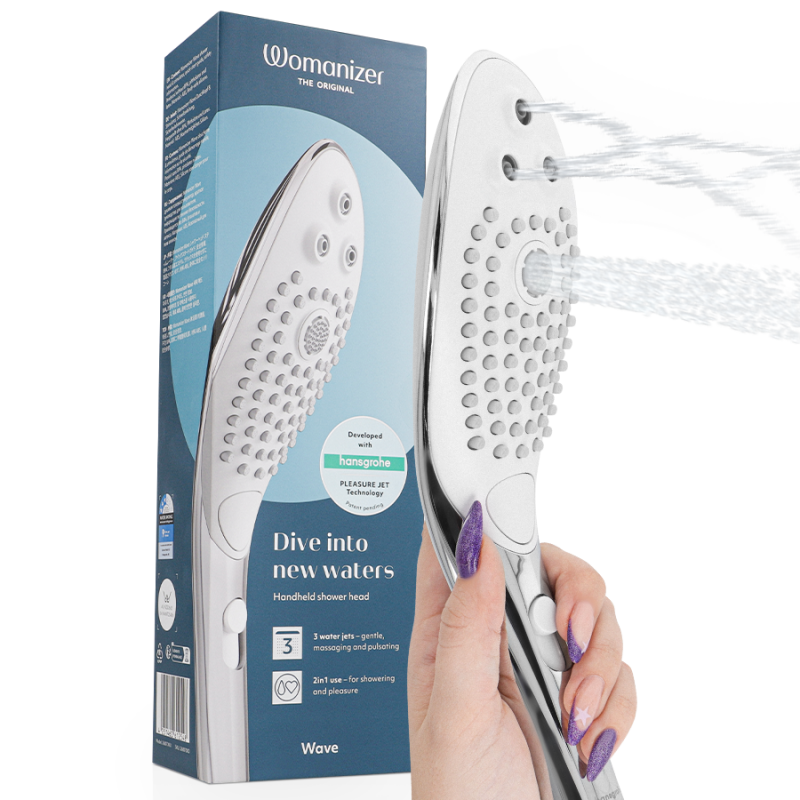 WOMANIZER WAVE CABEZAL DE DUCHA ESTIMULADOR DE CLITORaS PLATEADO