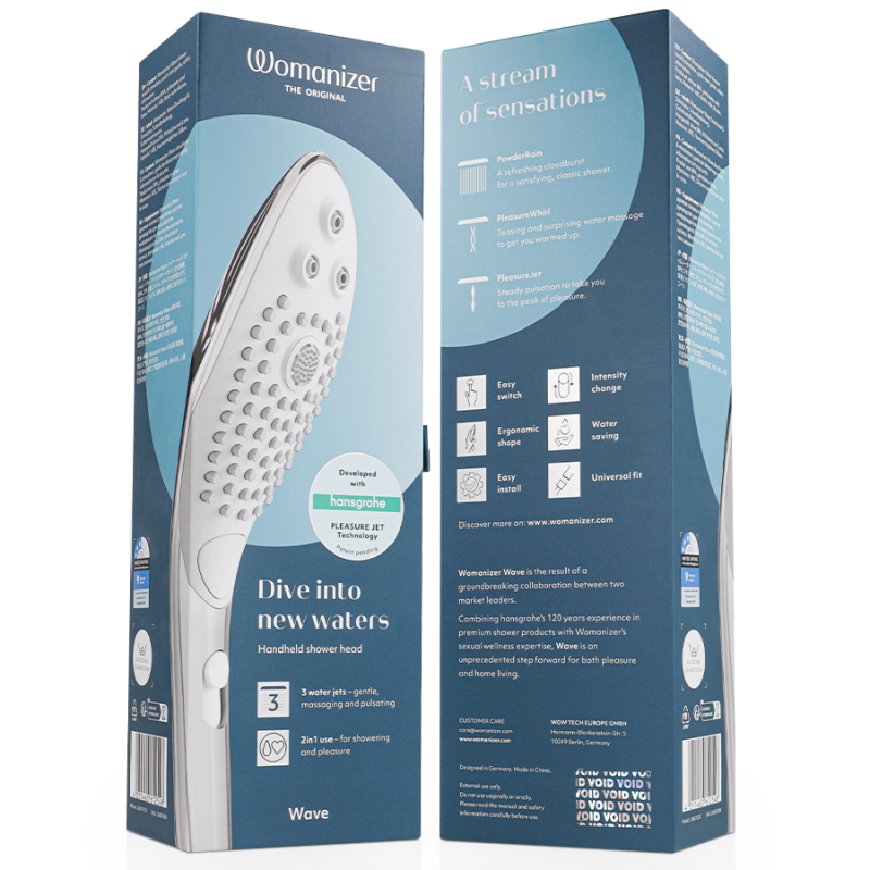 WOMANIZER WAVE CABEZAL DE DUCHA ESTIMULADOR DE CLITORaS PLATEADO