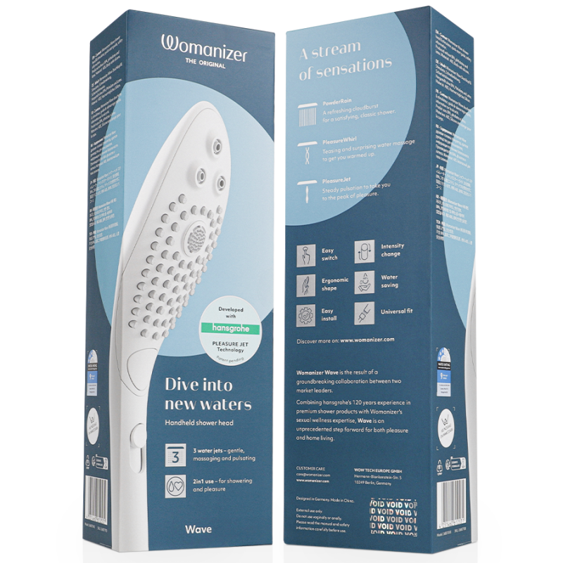 WOMANIZER WAVE CABEZAL DE DUCHA ESTIMULADOR DE CLITORaS BLANCO