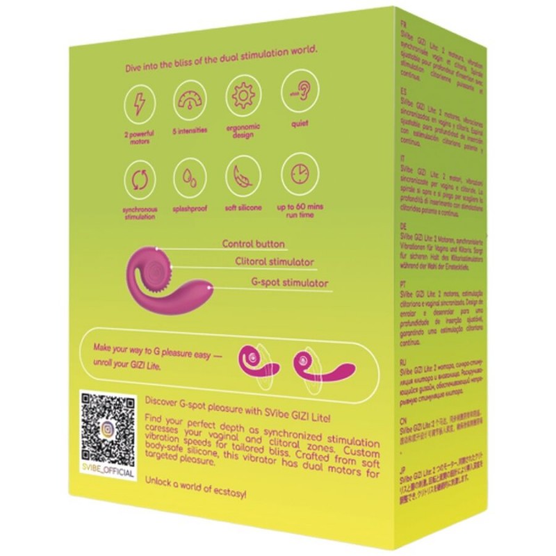 SNAIL VIBE GIZI LITE VIBRADOR DUAL PUNTO G Y CLaTORIS ROSA