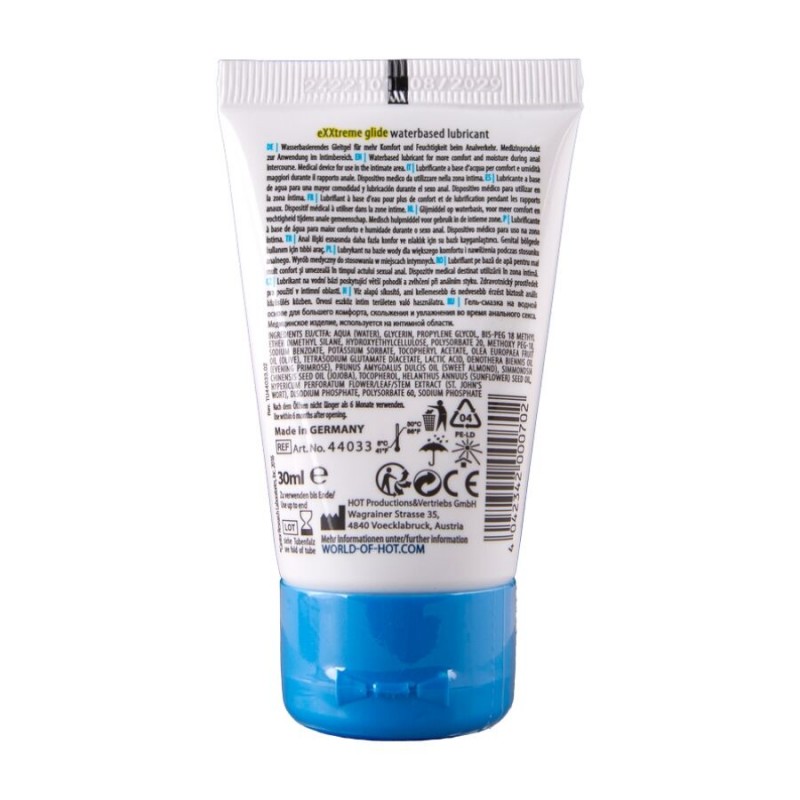 HOT EXXTREME GLIDE LUBRICANTE BASE AGUA ACEITE CONFORT A 30 ML