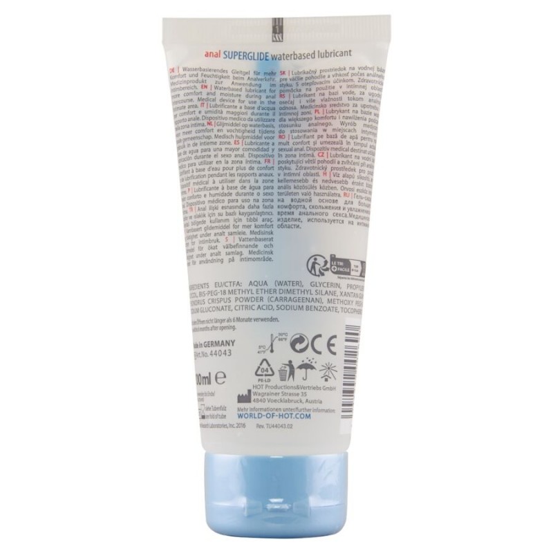 HOT ANAL SUPERGLIDE LIQUID PLEASURE LUBRICANTE ANAL BASE AGUA 100 ML