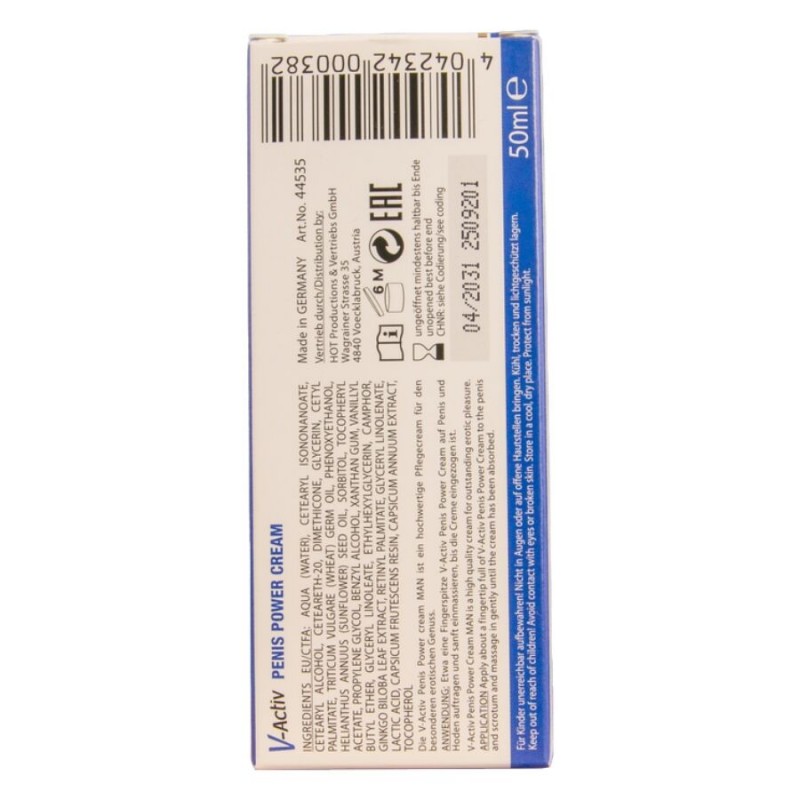 HOT V ACTIV PENIS POWER CREMA PARA HOMBRE 50 ML