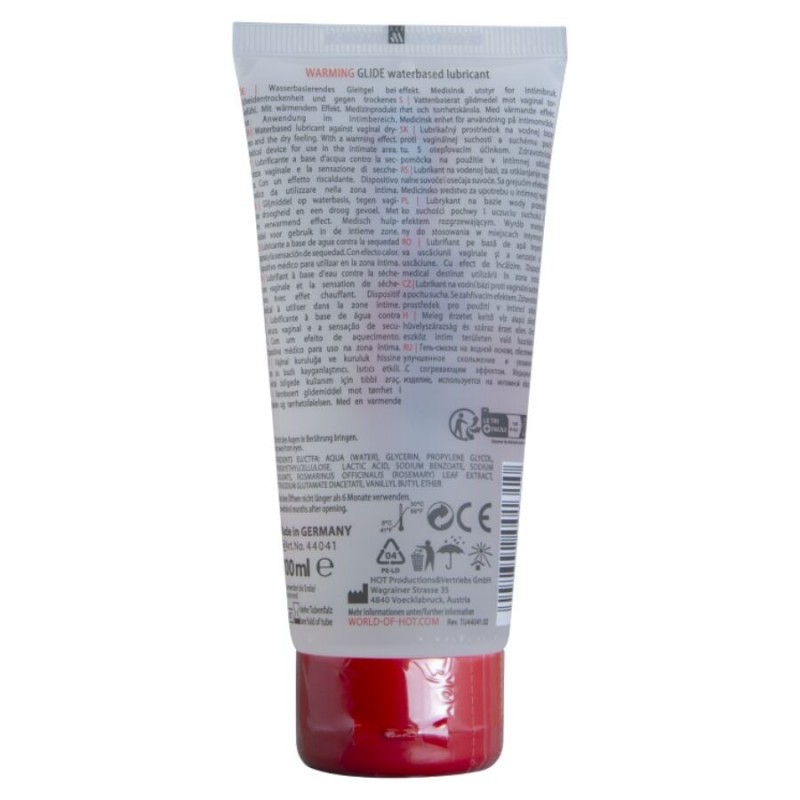 HOT WARMING GLIDE LIQUID PLEASURE LUBRICANTE BASE AGUA EFECTO CALOR 100 ML
