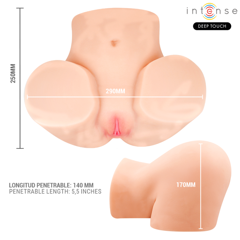 INTENSE DEEP TOUCH GINGER MASTURBADOR ANO Y VAGINA CON EFECTO SUCCIaN CALOR VIBRACIaN Y VOZ CON CONTROL REMOTO 53 KG