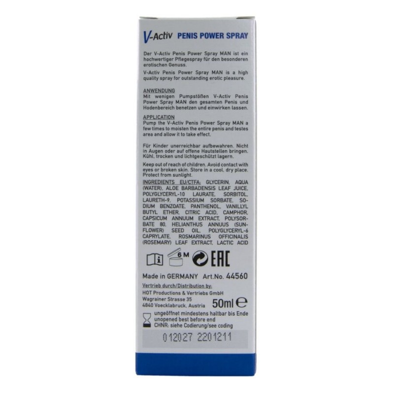 HOT V ACTIV PENIS POWER SPRAY PARA HOMBRE 50 ML