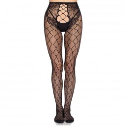 LEG AVENUE 1966 MEDIAS DE RED CON PANTY SIN ENTREPIERNA NEGRO TALLA aNICA