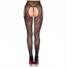 LEG AVENUE 1967 MEDIAS DE LIGUERO CON RED DE FLORES NEGRO TALLA aNICA