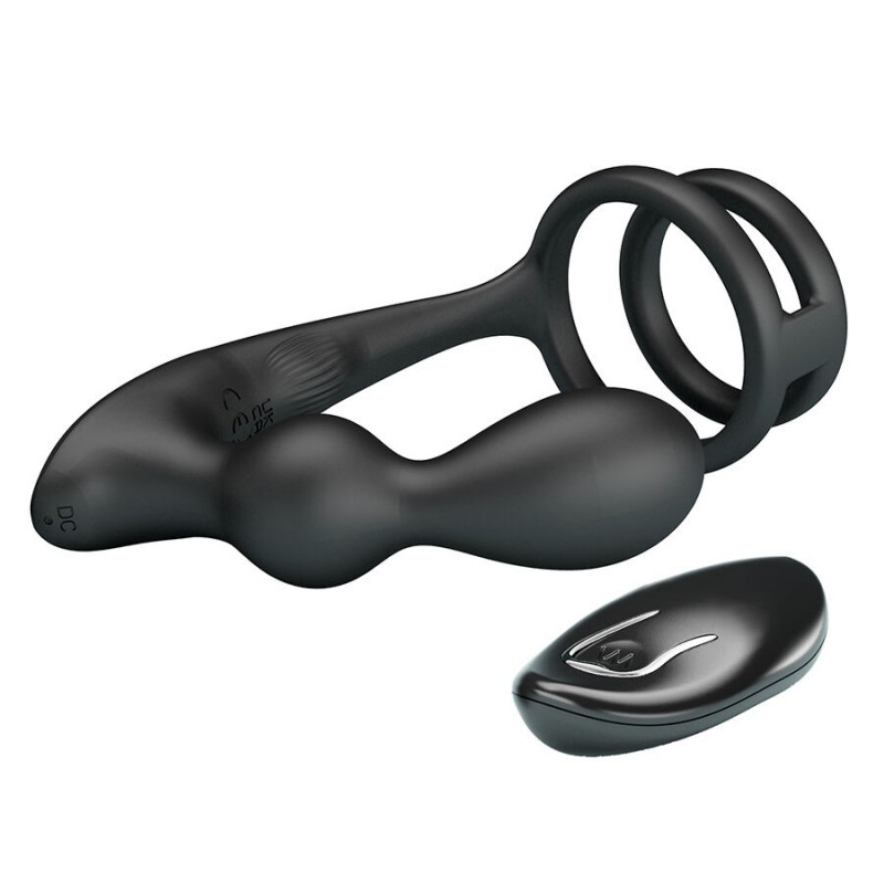 MR PLAY ANILLO PARA PENE CON PLUG ANAL CON VIBRACIaN CONTROL REMOTO