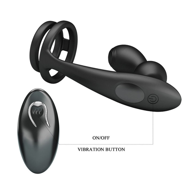 MR PLAY ANILLO PARA PENE CON PLUG ANAL CON VIBRACIaN CONTROL REMOTO