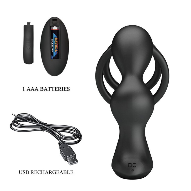 MR PLAY ANILLO PARA PENE CON PLUG ANAL CON VIBRACIaN CONTROL REMOTO