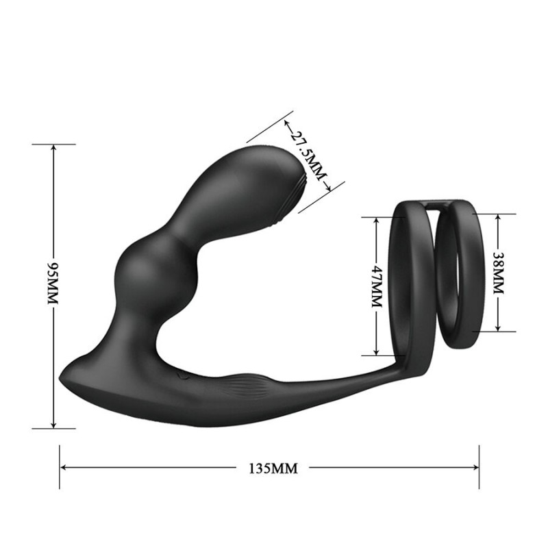 MR PLAY ANILLO PARA PENE CON PLUG ANAL CON VIBRACIaN CONTROL REMOTO