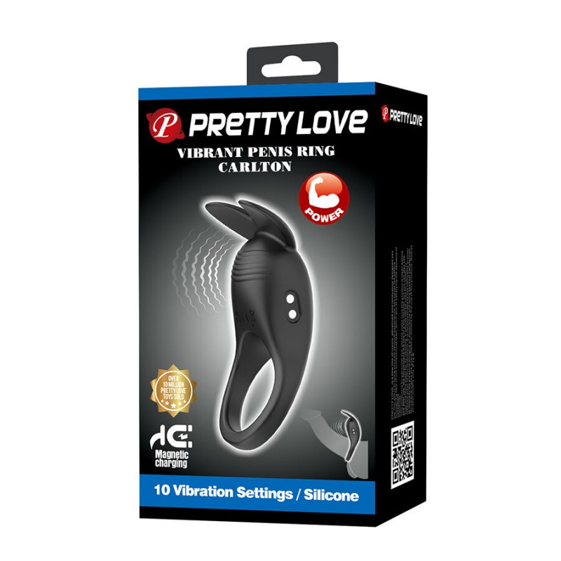 PRETTY LOVE CARLTON ANILLO PARA PENE CON ESTIMULADOR DE CLaTORIS