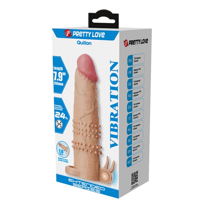PRETTY LOVE QUILLON FUNDA PARA PENE CON ESTIMULADOR DE CLaTORIS Y VIBRACIaN