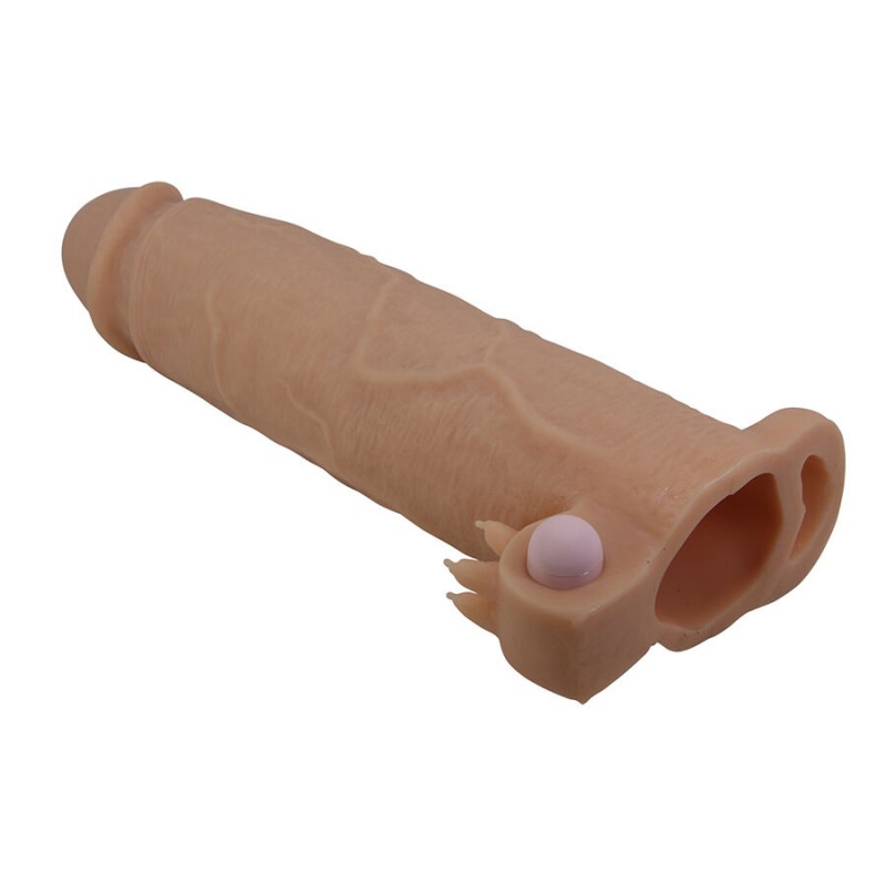 PRETTY LOVE XERXES FUNDA PARA PENE CON ESTIMULADOR DE CLaTORIS Y VIBRACIaN