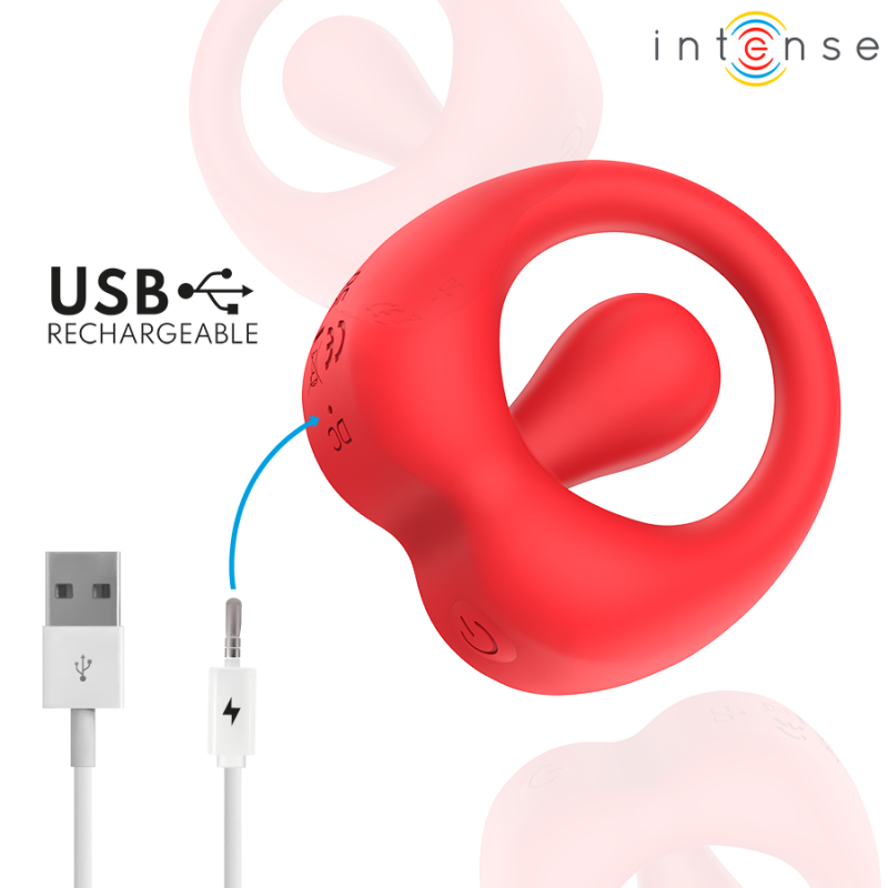 INTENSE RUSSELL ANILLO VIBRADOR CON ESTIMULACIaN DE CLaTORIS ROJO