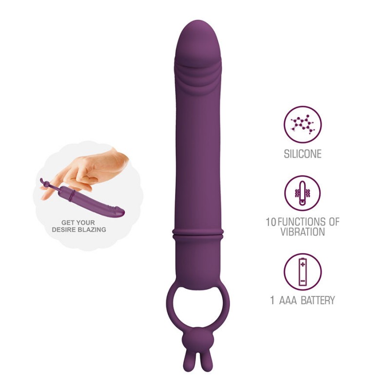 PRETTY LOVE CORA VIBRADOR FORMA PENE CON ANILLO DE SUJECIaN