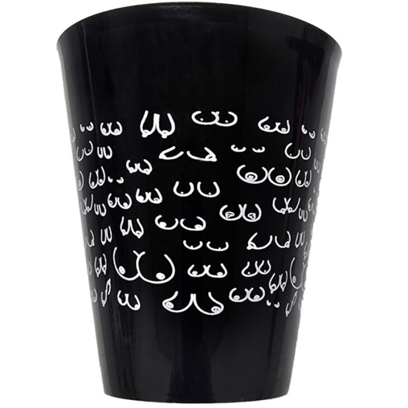 DIABLO PICANTE VASO NEGRO 500 ML CON TETAS BLANCAS